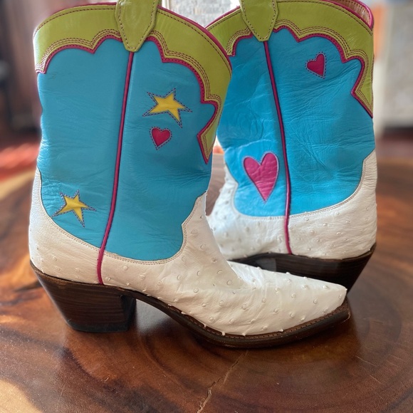 Miron Crosby Apres Ski Pearlized Full Quill Ostrich Cowboy Boots size 9 - Picture 4 of 6